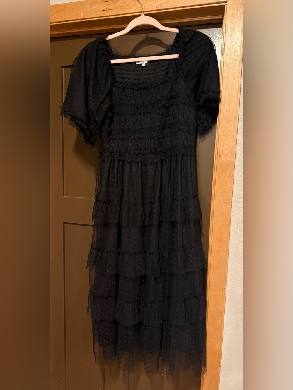 Black Tulle Smocked Tiered Dress